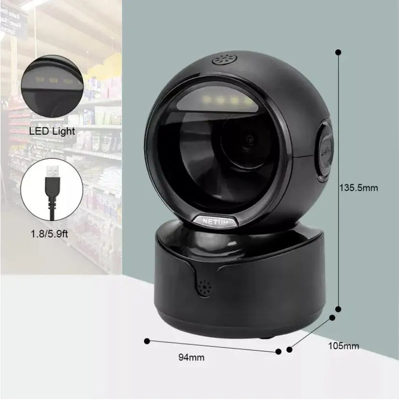 Scanner de codes-barres 2D de bureau NETUM NT-A5 – USB mains libres, 1D/2D/QR