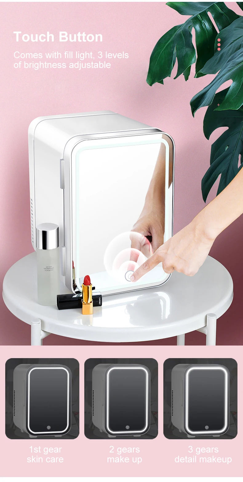 Mini réfrigérateur 4L cosmétiques – portable, chaud & froid, voiture, miroir