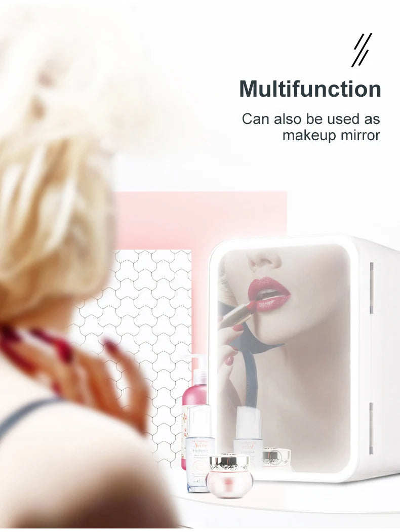 Mini réfrigérateur 4L cosmétiques – portable, chaud & froid, voiture, miroir