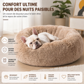 Lit rond en peluche pour chien & chat – panier anti-anxiété moelleux, lavable, 40 cm