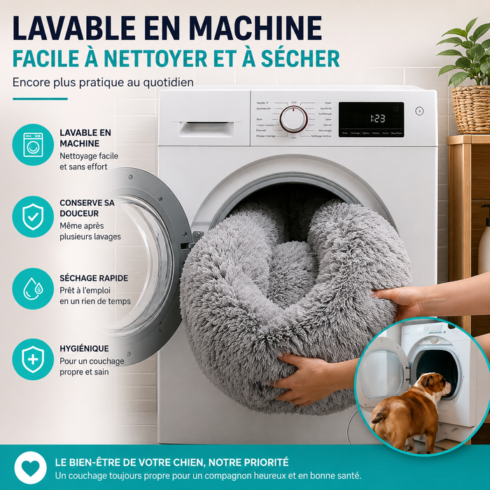 Lit rond en peluche pour chien & chat – panier anti-anxiété moelleux, lavable, 40 cm