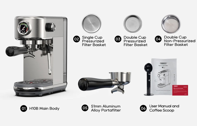 Machine à café expresso HiBREW H10B – 20 bar, semi-auto, chaud & froid