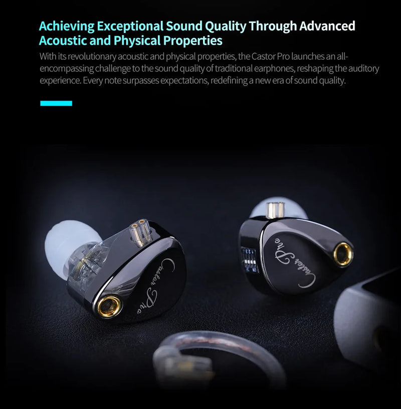 Écouteurs KZ Castor PRO – intra-auriculaires HiFi, câble détachable, basses