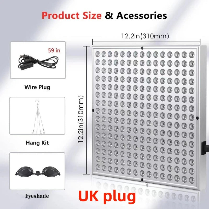 Panneau LED luminothérapie 225 diodes – lumière rouge 660nm & 850nm, visage