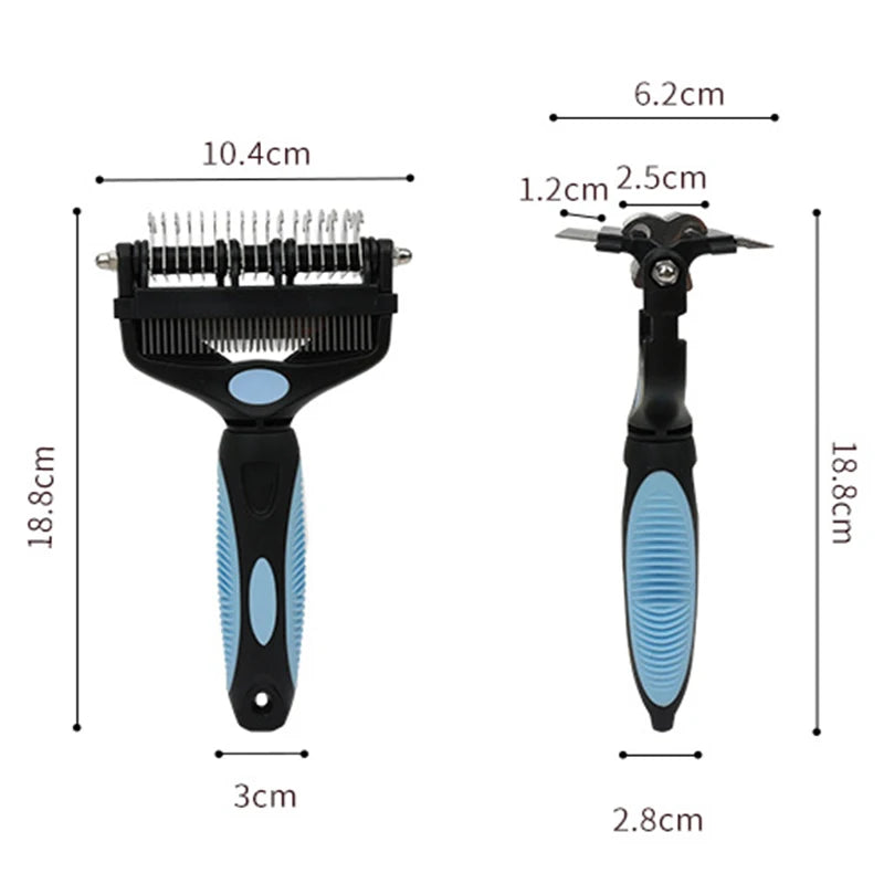 Brosse de toilettage 3 en 1 chien & chat – démêloir, coupe-nœuds, peigne