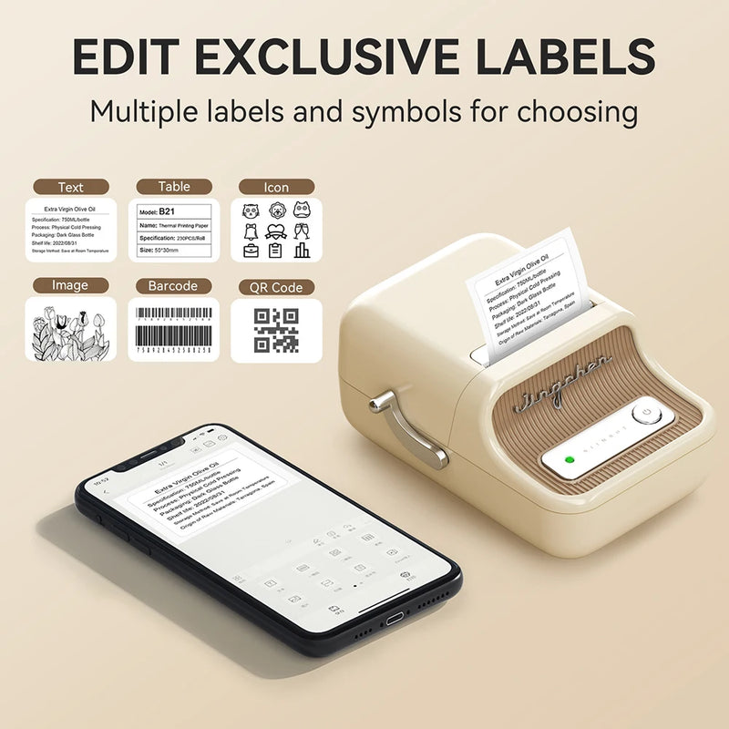 Imprimante d'étiquettes thermique NiiMbot B21 – Bluetooth sans encre, batterie 1500 mAh