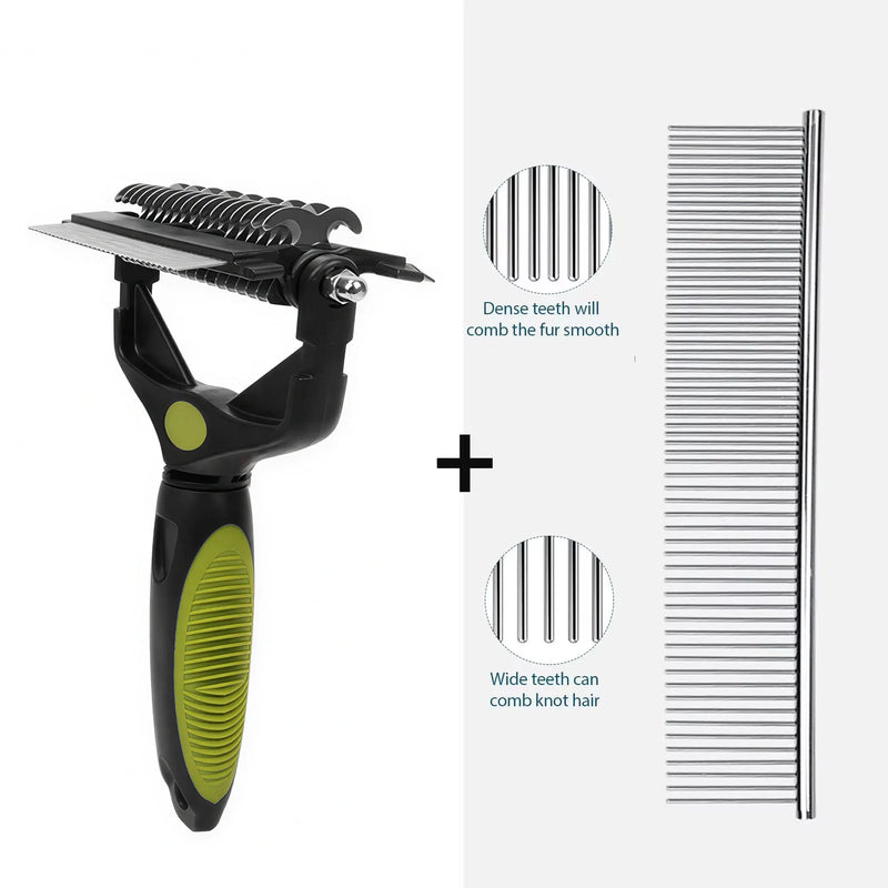 Brosse de toilettage 3 en 1 chien & chat – démêloir, coupe-nœuds, peigne