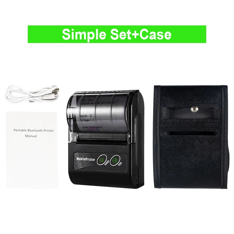 Mini-imprimante thermique portable Bluetooth 58 mm – reçus, sans encre, batterie 10h