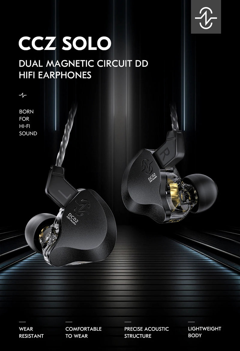 Écouteurs CCZ SOLO DC02 – intra-auriculaires HiFi filaires, driver 10 mm