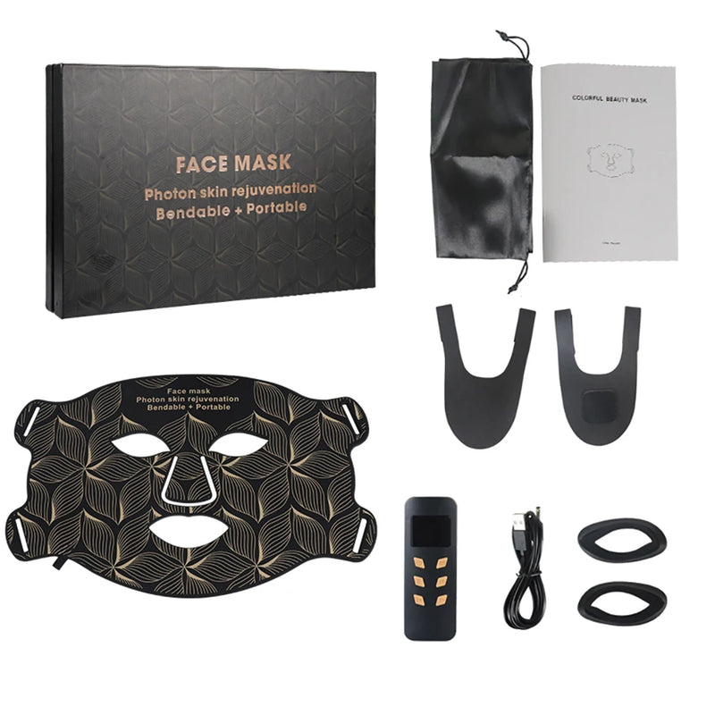 Masque LED visage & cou 8 couleurs – luminothérapie anti-âge, acné, rides