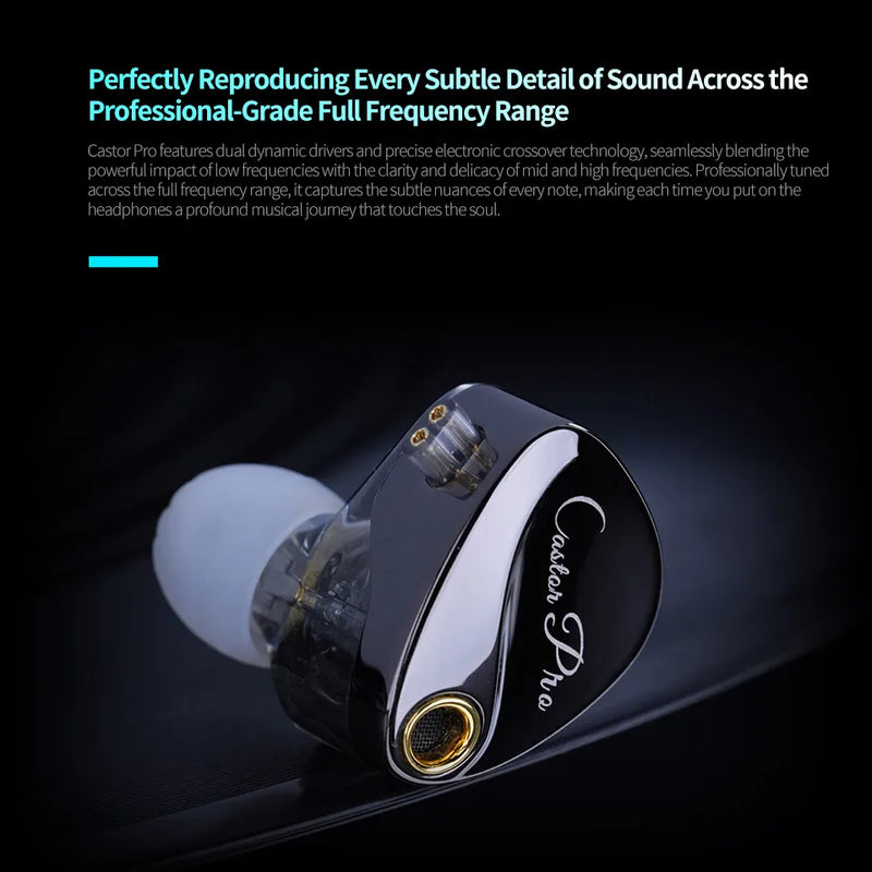 Écouteurs KZ Castor PRO – intra-auriculaires HiFi, câble détachable, basses
