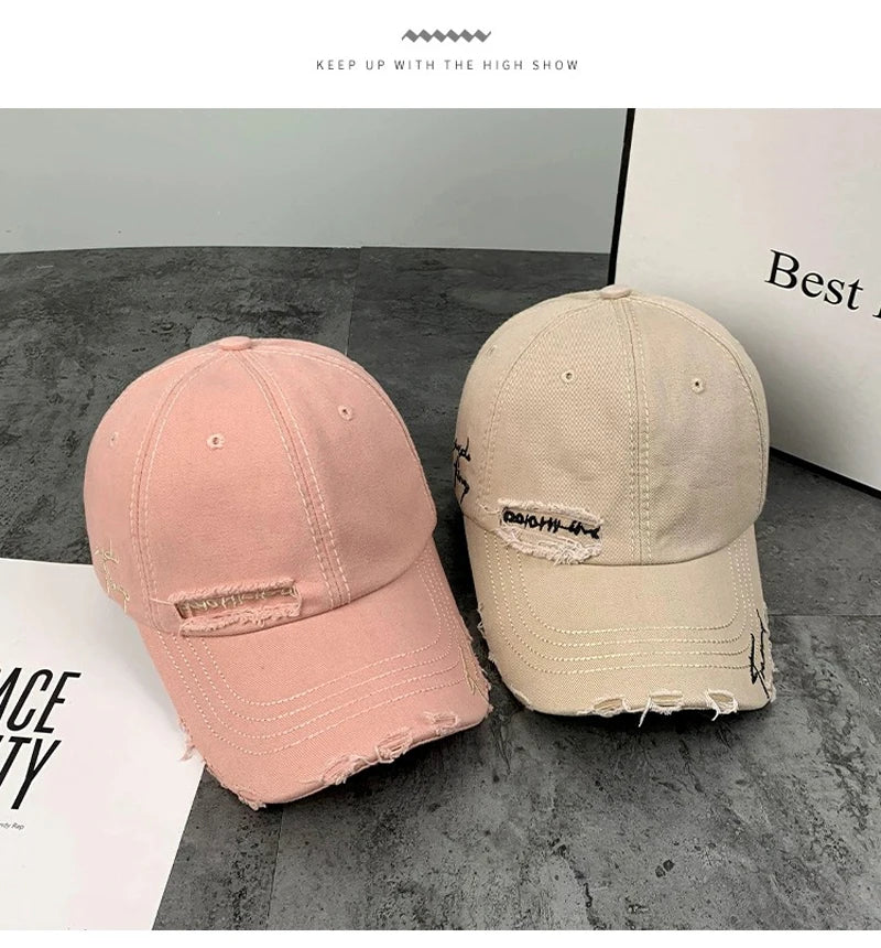 Casquette baseball vintage délavée – broderie, streetwear, unisexe, été