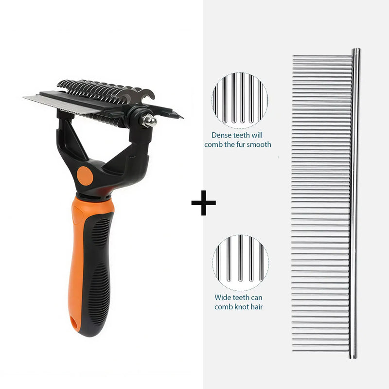 Brosse de toilettage 3 en 1 chien & chat – démêloir, coupe-nœuds, peigne