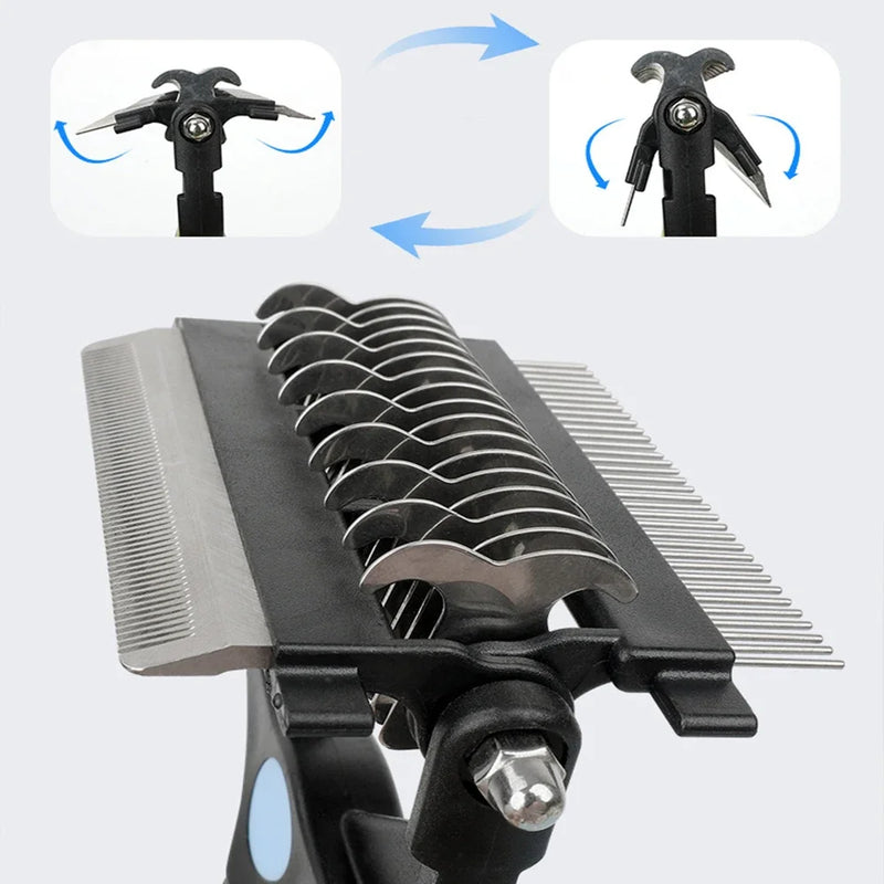Brosse de toilettage 3 en 1 chien & chat – démêloir, coupe-nœuds, peigne