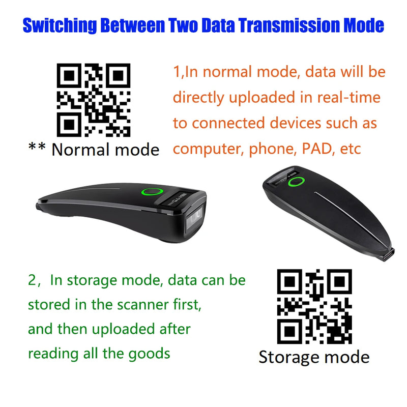 Scanner de codes-barres 2D Bluetooth SYCREADER TD-W7 – 1D/2D/QR, sans fil, stockage