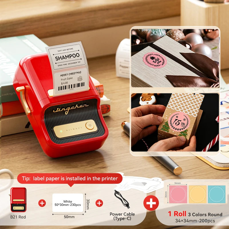 Imprimante d'étiquettes thermique NiiMbot B21 – Bluetooth sans encre, batterie 1500 mAh