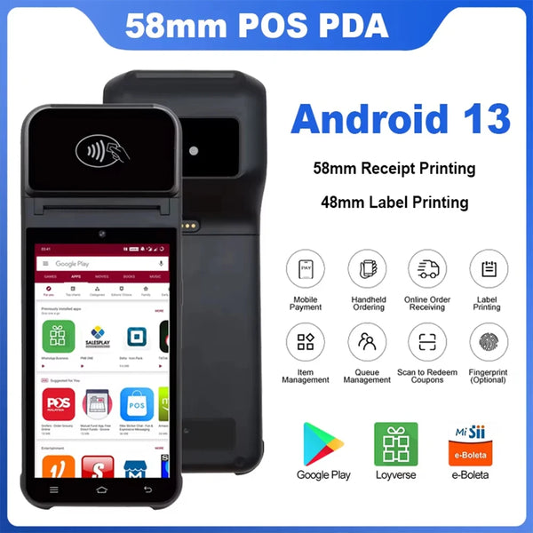 Terminal de paiement POS Z92 – Android 13, imprimante 58 mm, scanner 1D/2D 4G