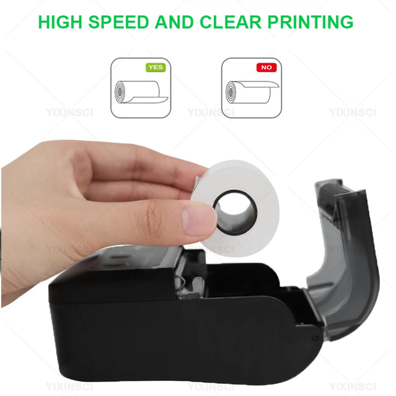 Mini-imprimante thermique portable Bluetooth 58 mm – reçus, sans encre, batterie 10h