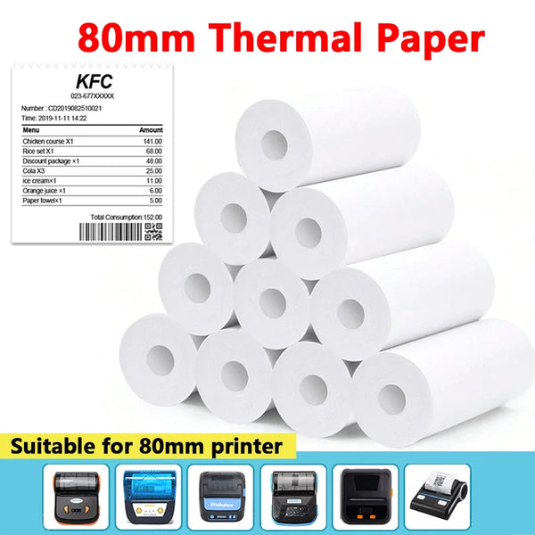 Papier thermique pour reçus 80 mm GOOJPRT – rouleaux blancs, compatible caisse POS