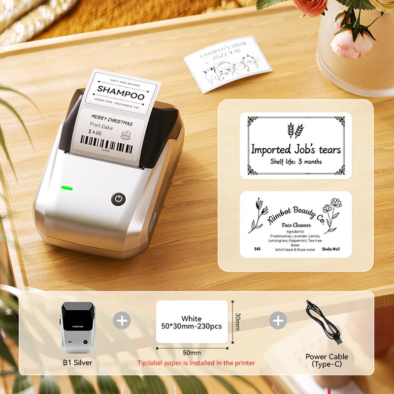 Étiqueteuse thermique NiiMbot B1 – Bluetooth sans fil, 203 DPI, portable