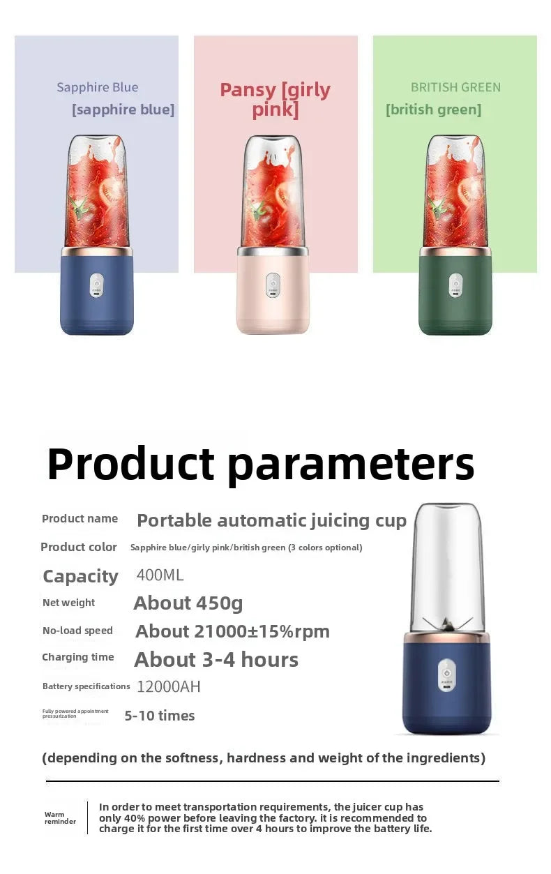 Blender portable USB 6 lames – mini mixeur smoothie rechargeable, bouteille