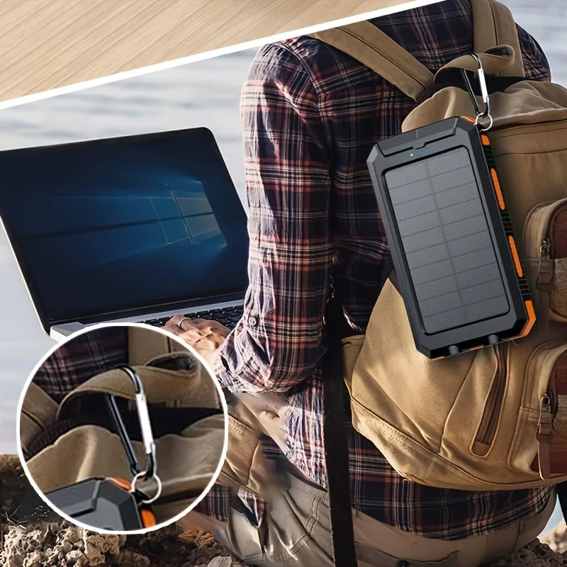 Batterie externe solaire 80000 mAh – power bank étanche, lampe LED, USB