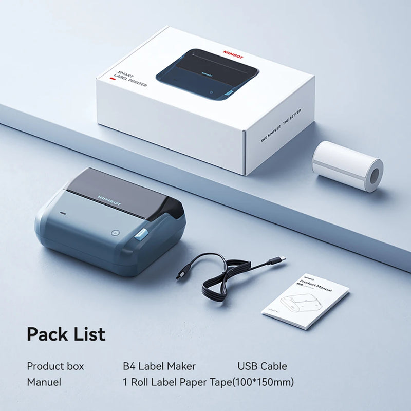 Imprimante d'étiquettes thermique Niimbot B4 – Bluetooth, 203 dpi, largeur 20-110 mm