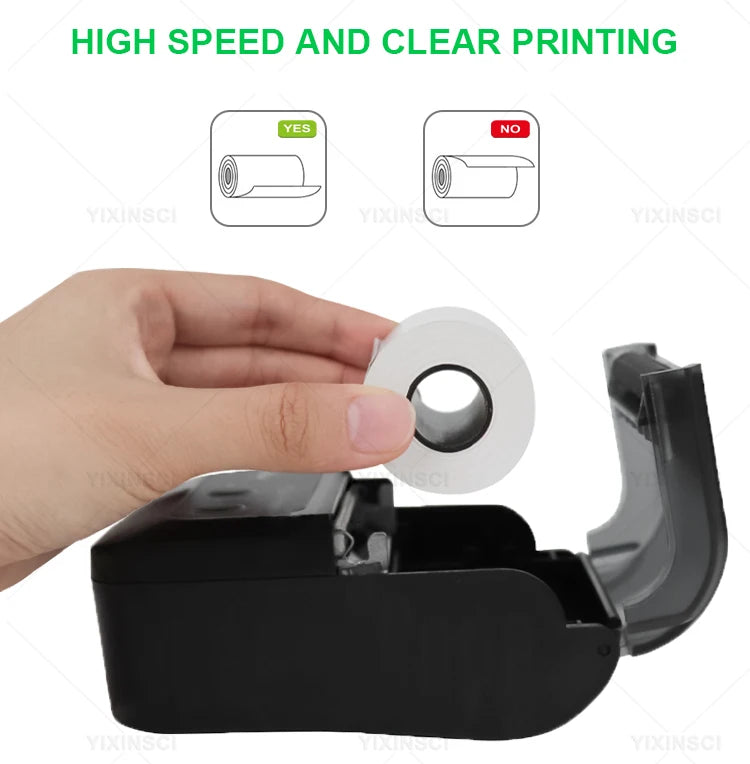 Mini-imprimante thermique portable Bluetooth 58 mm – reçus, sans encre, batterie 10h