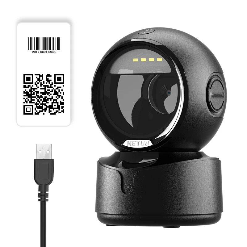 Scanner de codes-barres 2D de bureau NETUM NT-A5 – USB mains libres, 1D/2D/QR