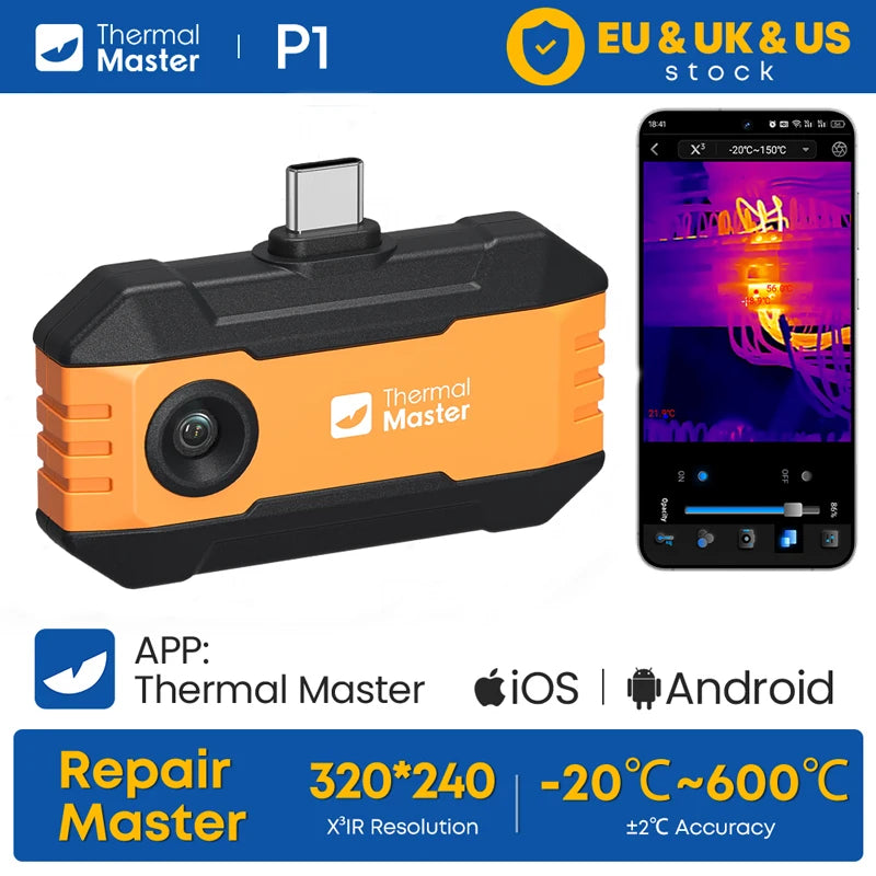 Caméra thermique Thermal Master P1 – iPhone & Android, 320x240, 600°C