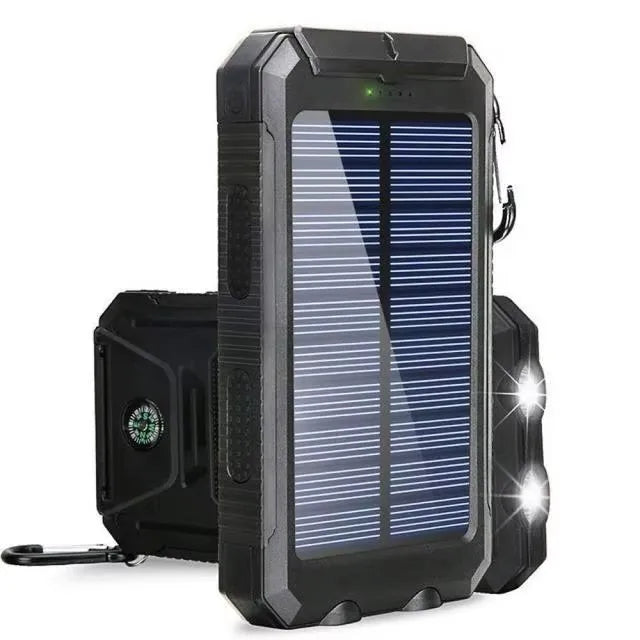 Batterie externe solaire 80000 mAh – power bank étanche, lampe LED, USB