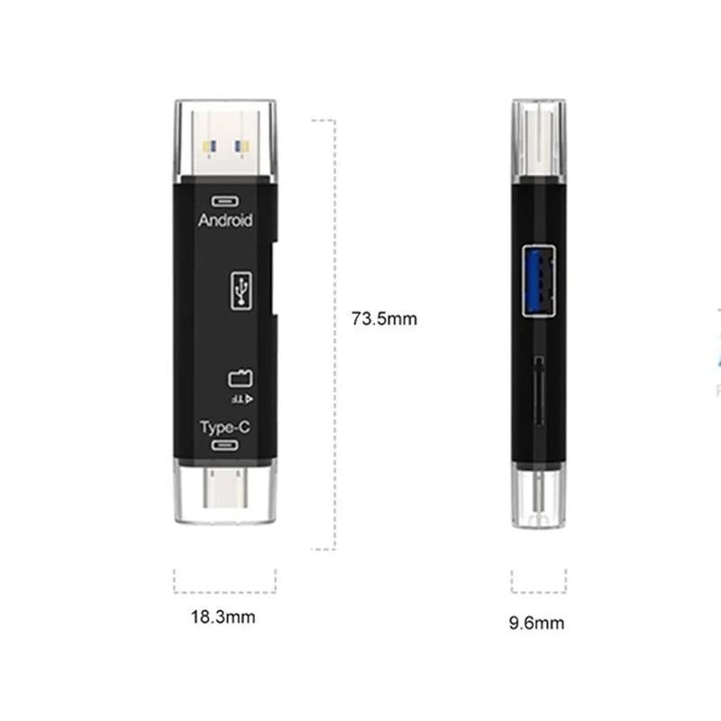 Lecteur carte mémoire 5 en 1 – USB, Type-C, Micro-USB, SD, TF, OTG