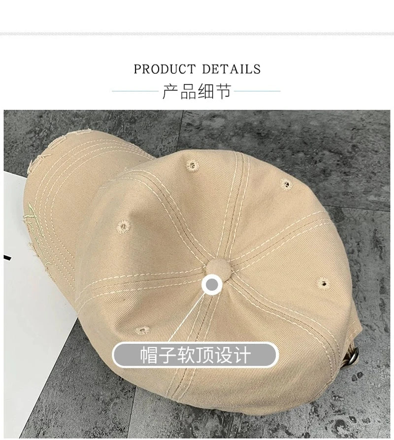 Casquette baseball vintage délavée – broderie, streetwear, unisexe, été