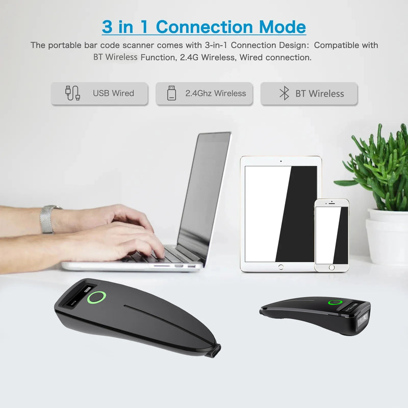 Scanner de codes-barres 2D Bluetooth SYCREADER TD-W7 – 1D/2D/QR, sans fil, stockage