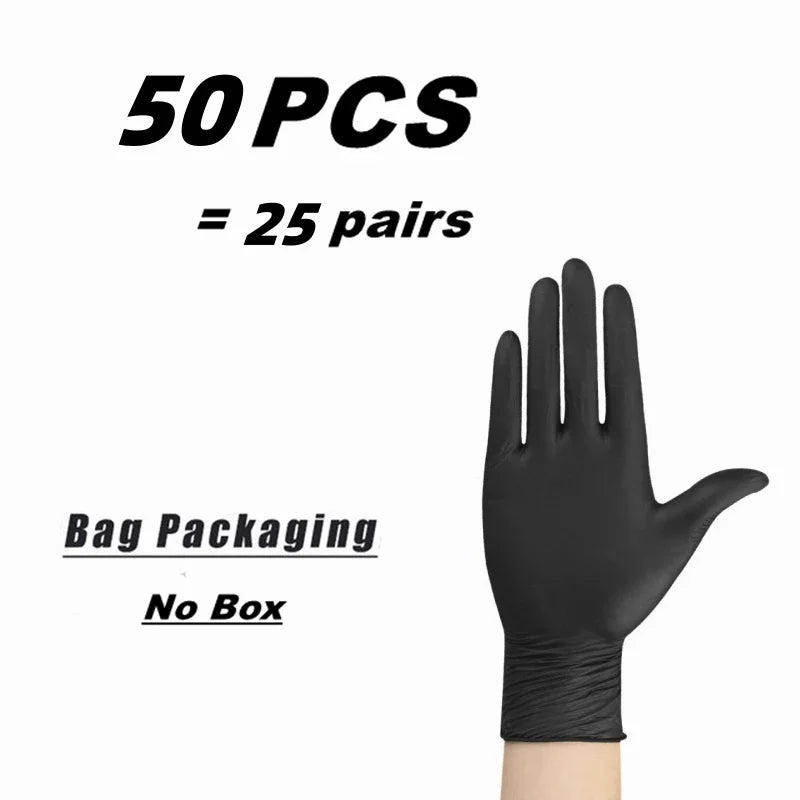 Gants jetables nitrile noir – sans latex, texturés, lot de 10 à 100