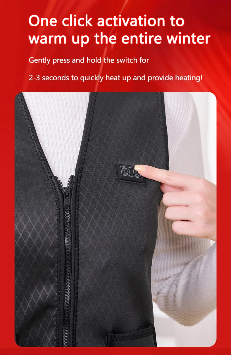 Gilet chauffant USB graphène – veste chauffante unisexe, camping, hiver