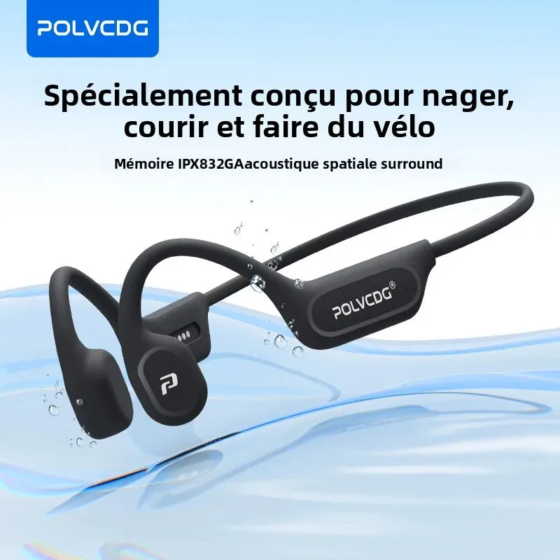 Écouteurs conduction osseuse POLVCDG X9 – IPX8 étanche, 32 Go, natation