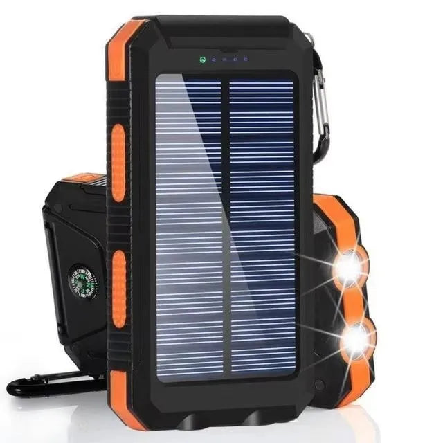Batterie externe solaire 80000 mAh – power bank étanche, lampe LED, USB