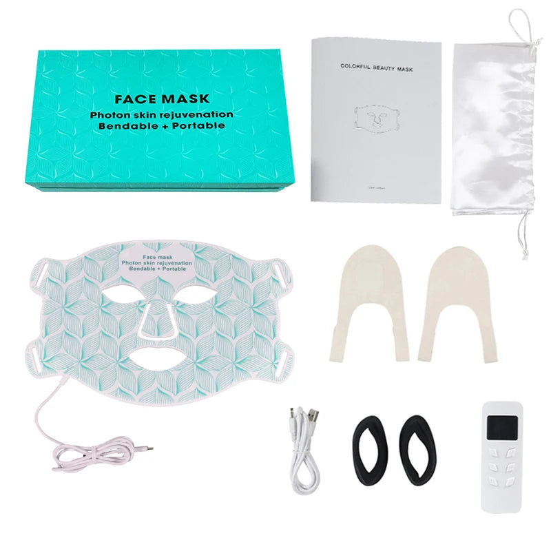 Masque LED visage & cou 8 couleurs – luminothérapie anti-âge, acné, rides