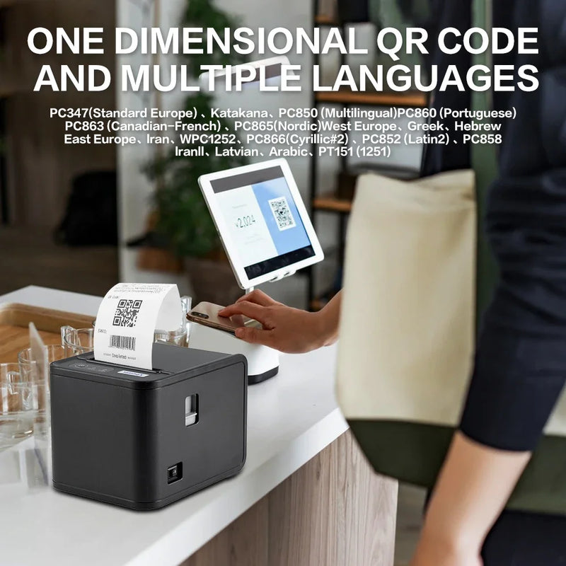 Imprimante thermique de tickets Xprinter XP-80T – 80 mm, USB/LAN, coupe-papier auto
