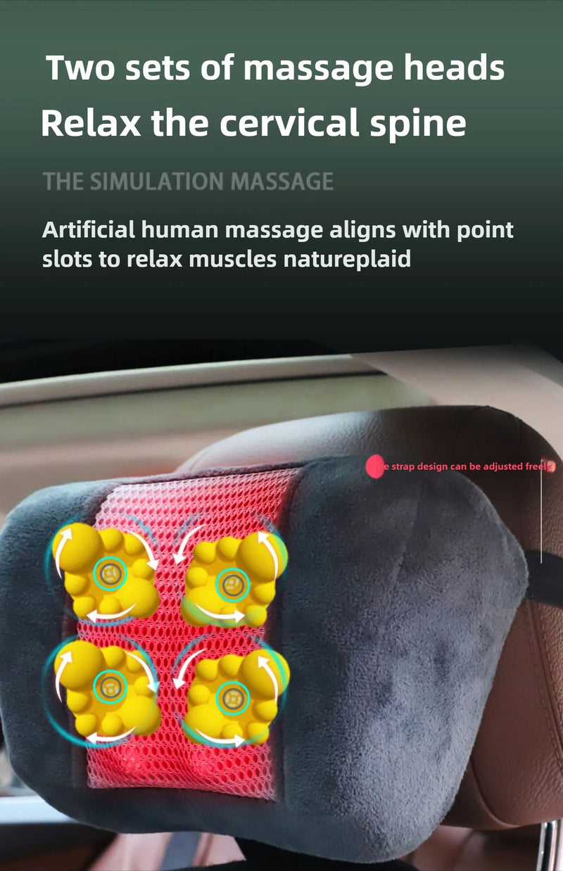 Coussin de massage chauffant – airbag lombaire réglable, bureau, voiture