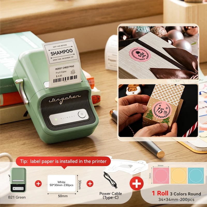 Imprimante d'étiquettes thermique NiiMbot B21 – Bluetooth sans encre, batterie 1500 mAh