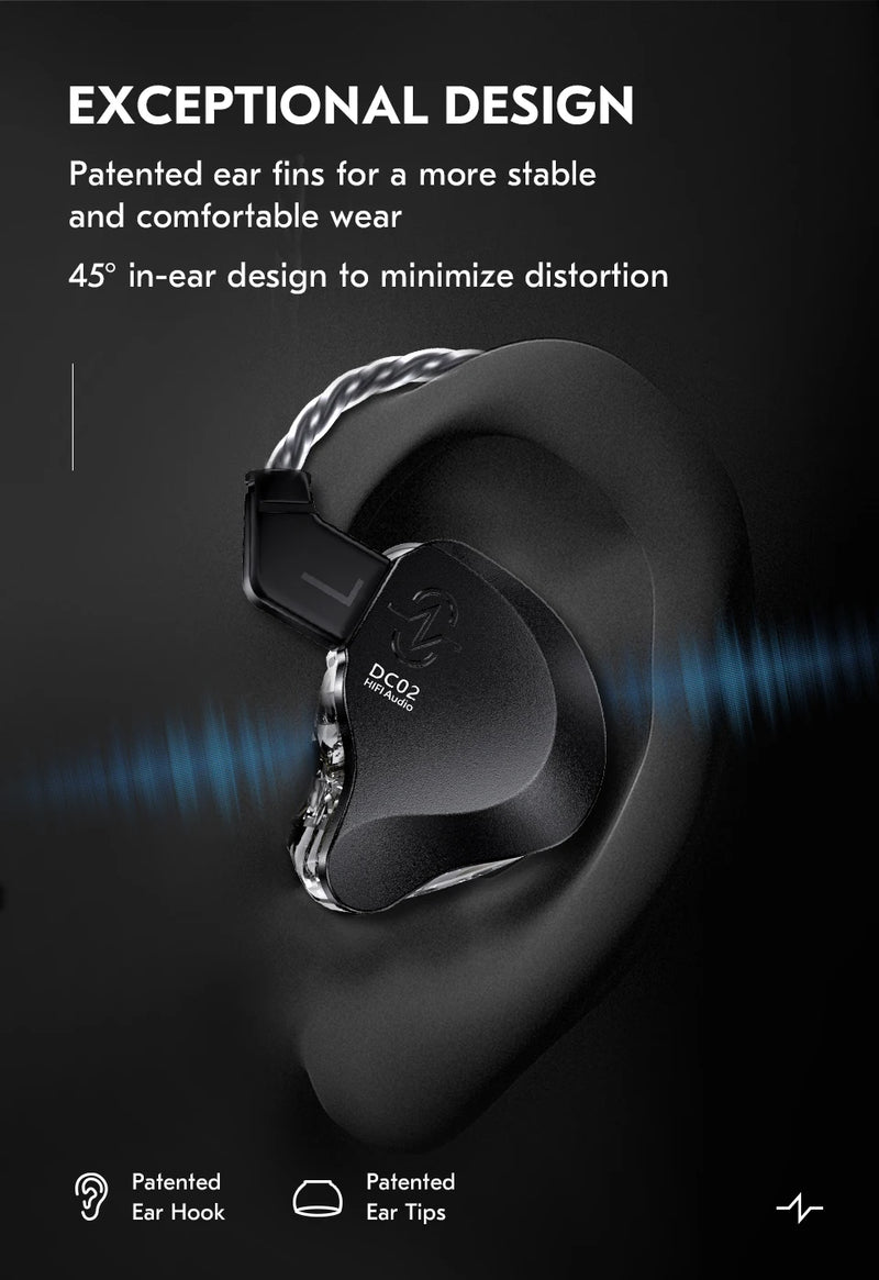 Écouteurs CCZ SOLO DC02 – intra-auriculaires HiFi filaires, driver 10 mm