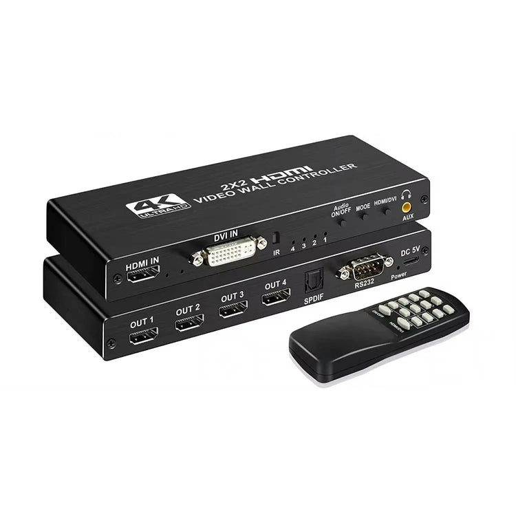 Contrôleur mur d'images 2x2 4K HDMI DVI – processeur multi-écrans 1x2 1x4 3x1