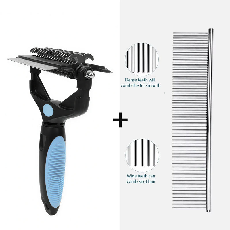 Brosse de toilettage 3 en 1 chien & chat – démêloir, coupe-nœuds, peigne