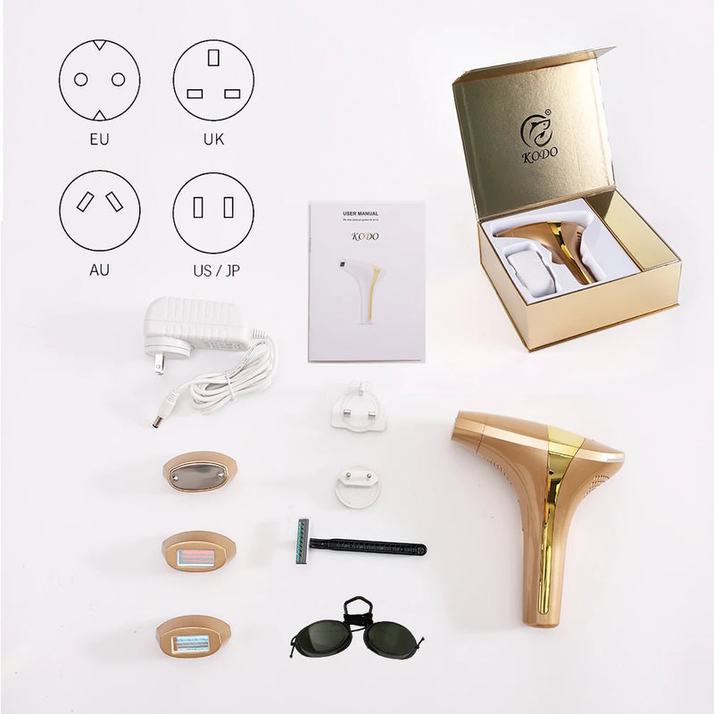Épilateur laser IPL KODO A113 – 4 en 1 indolore, visage & corps, 900k flashs