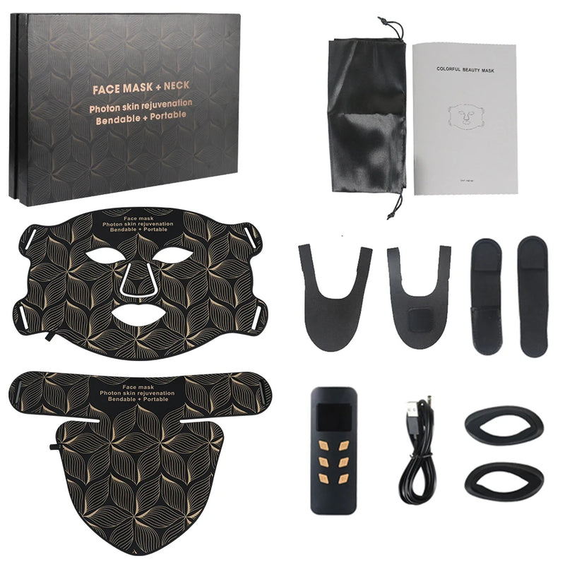 Masque LED visage & cou 8 couleurs – luminothérapie anti-âge, acné, rides