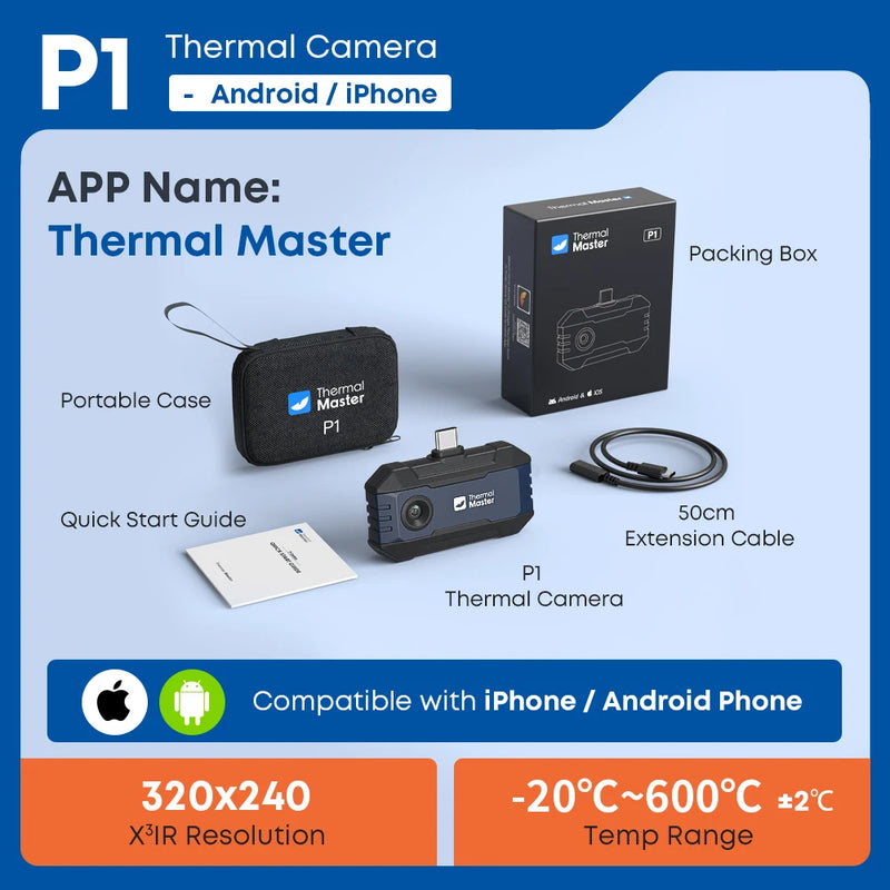 Caméra thermique Thermal Master P1 – iPhone & Android, 320x240, 600°C