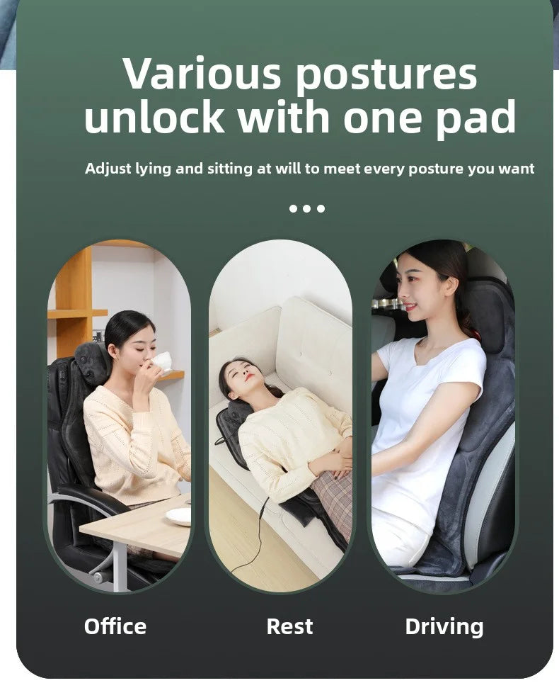 Coussin de massage chauffant – airbag lombaire réglable, bureau, voiture