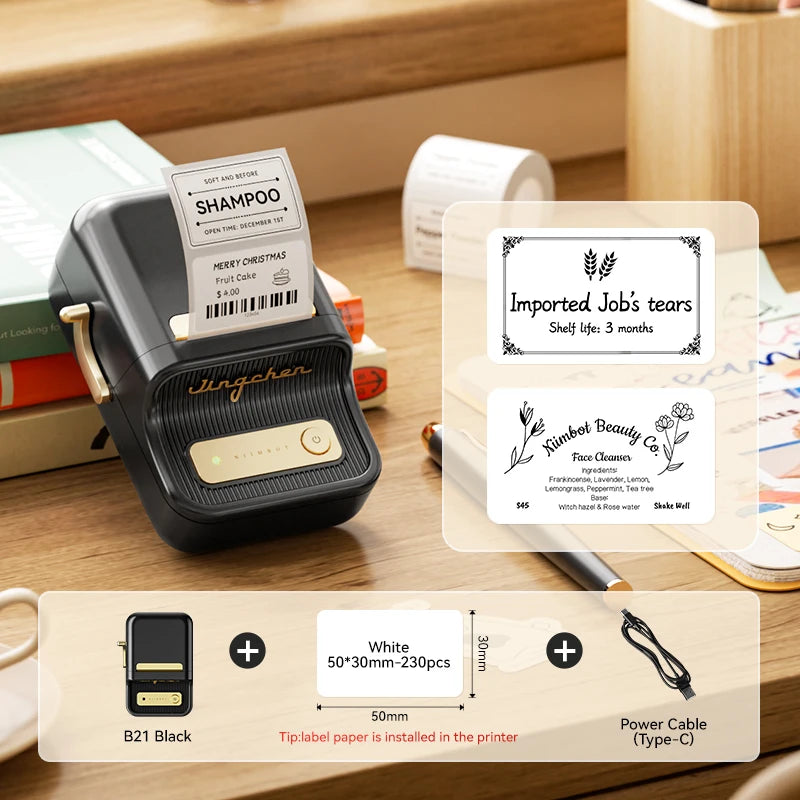 Imprimante d'étiquettes thermique NiiMbot B21 – Bluetooth sans encre, batterie 1500 mAh